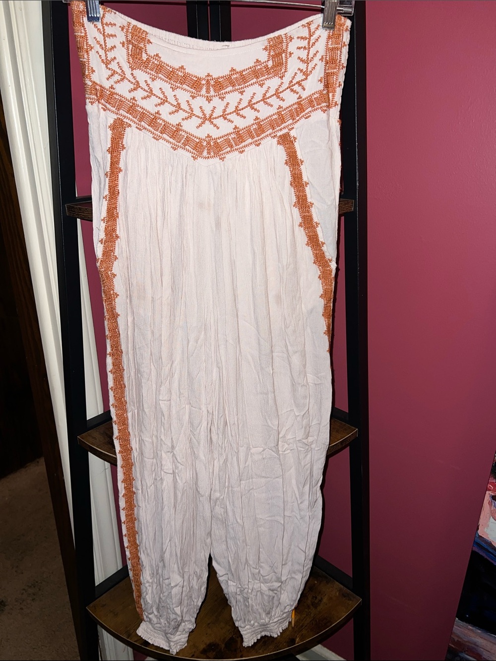 Free People Willow Balloon Pants with Orange Embroidery